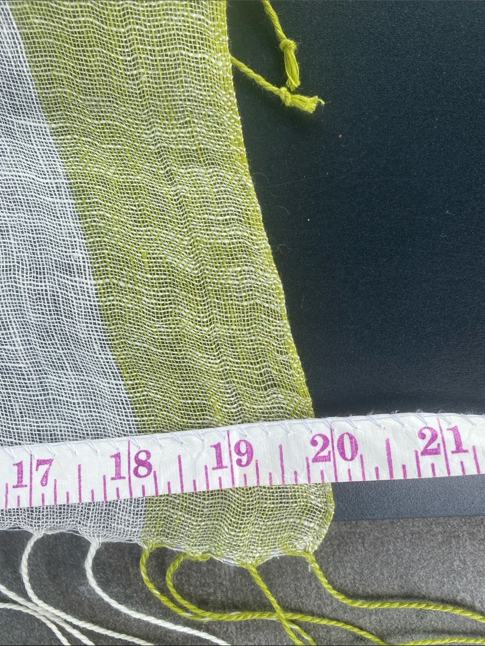 Tabolts Linen Scarf in Green and Cream - Picture 4 of 5
